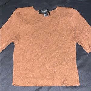 Brown ribbed crop top